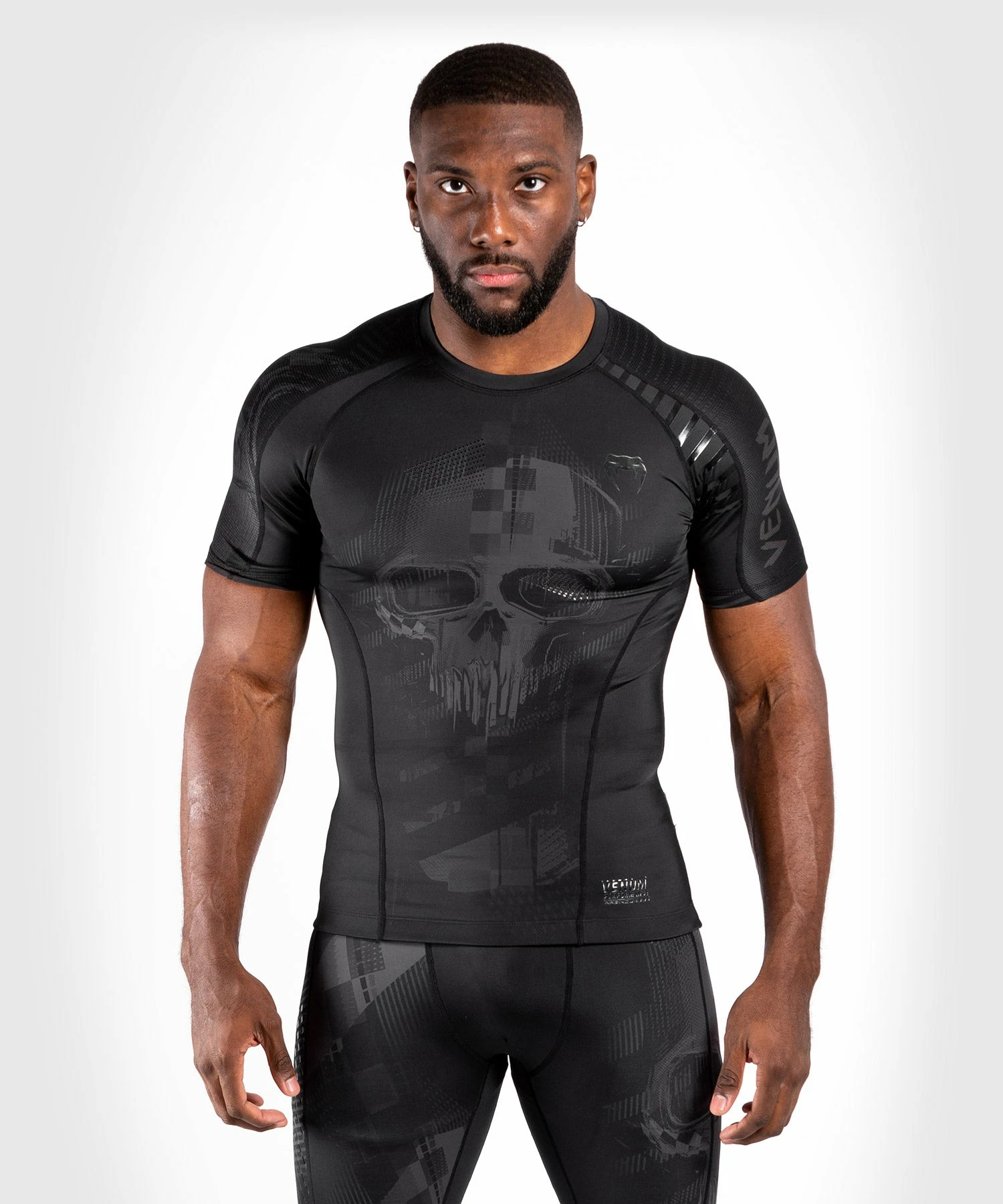 Venum Skull Rashguard - Short Sleeves - Black/Black - Image 2