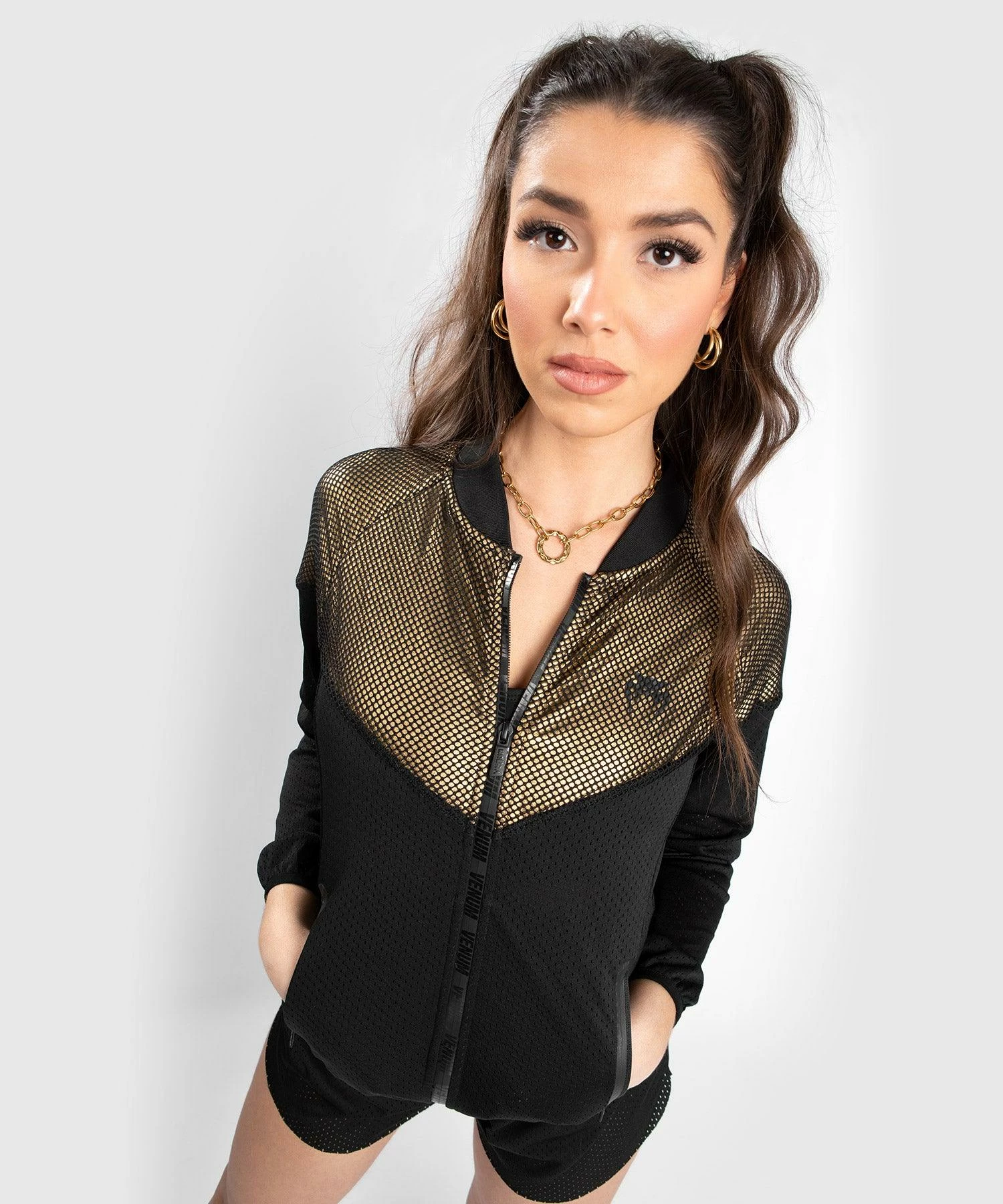 Venum Lightning Mesh Jacket - For Women - Black/Gold 2 Venum Lightning Mesh Jacket - For Women - Black/Gold - Image 2