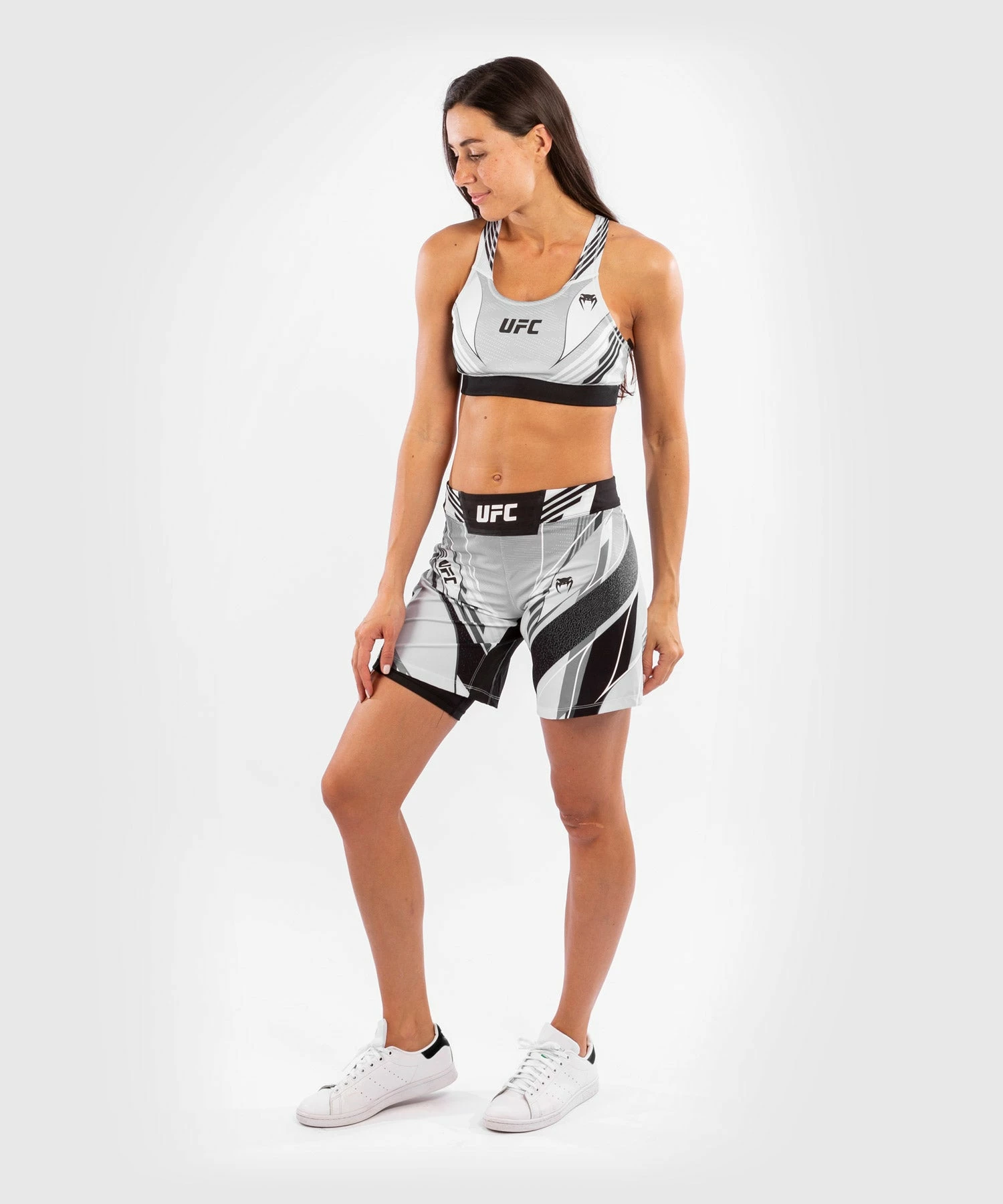 UFC Venum Authentic Fight Night Women's Shorts - Long Fit - White 8 UFC Venum Authentic Fight Night Women's Shorts - Long Fit - White - Image 8