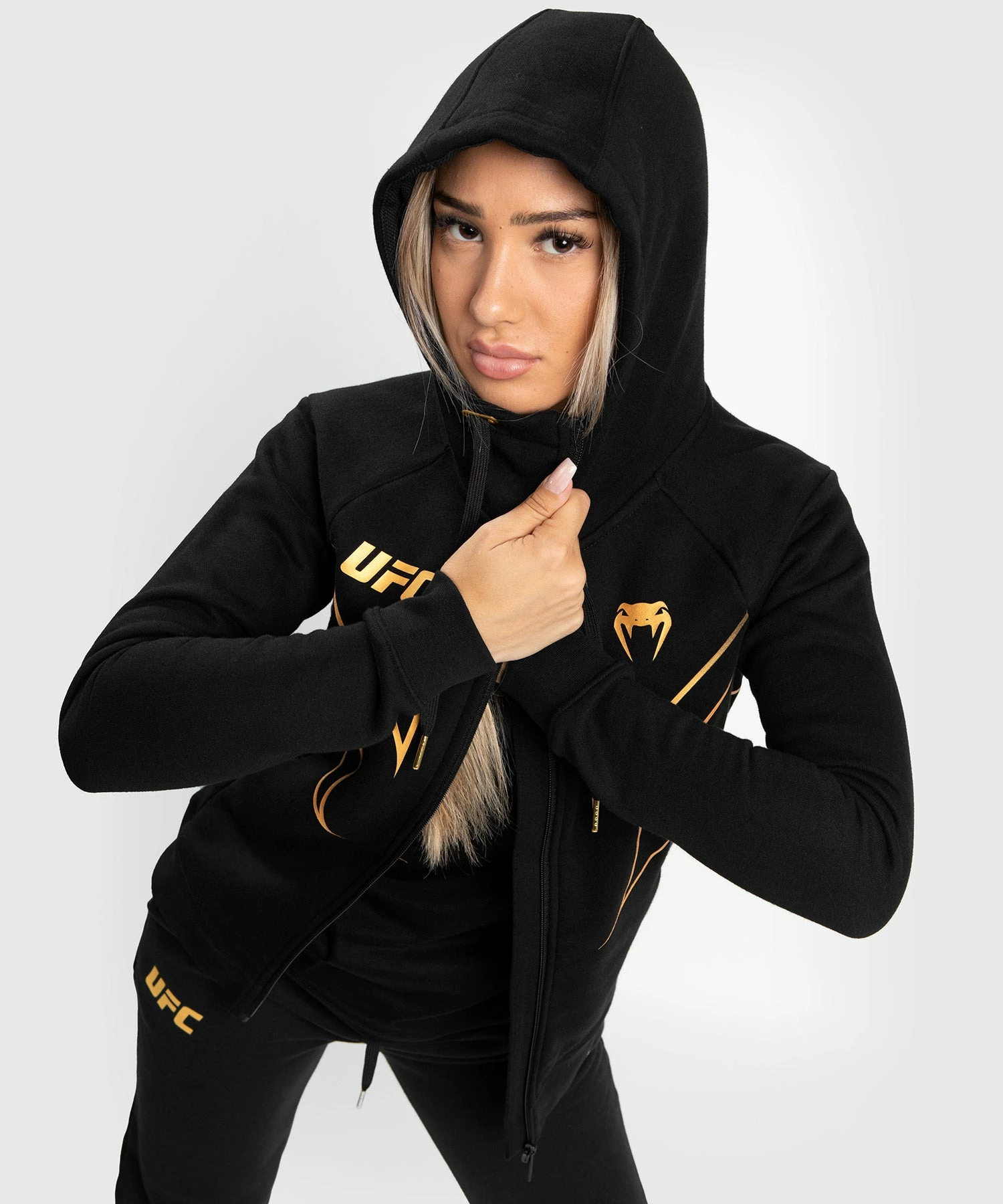 UFC Venum Fight Night 2.0 Replica Women's Full Zip Hoodie - Champion 4 UFC Venum Fight Night 2.0 Replica Women's Full Zip Hoodie - Champion - Image 4