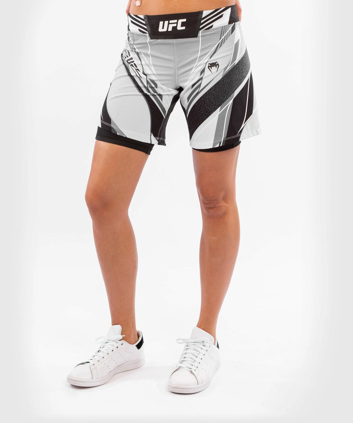 UFC Venum Authentic Fight Night Women's Shorts - Long Fit - White 3 UFC Venum Authentic Fight Night Women's Shorts - Long Fit - White - Image 3