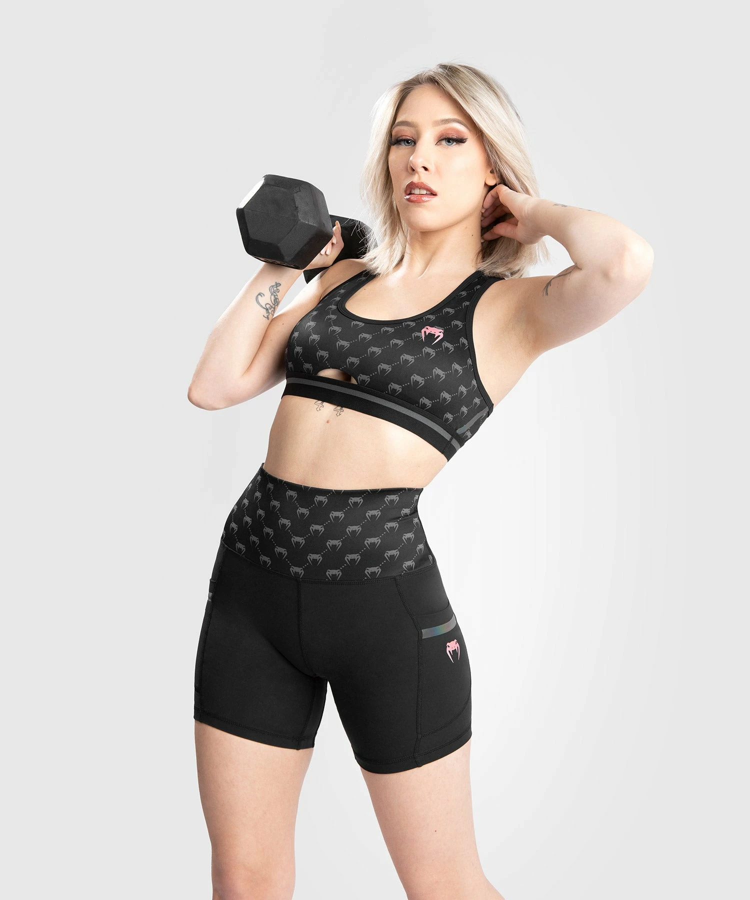 Venum Monogram Compression Shorts - For Women - Black/Pink Gold 1 Venum Monogram Compression Shorts - For Women - Black/Pink Gold