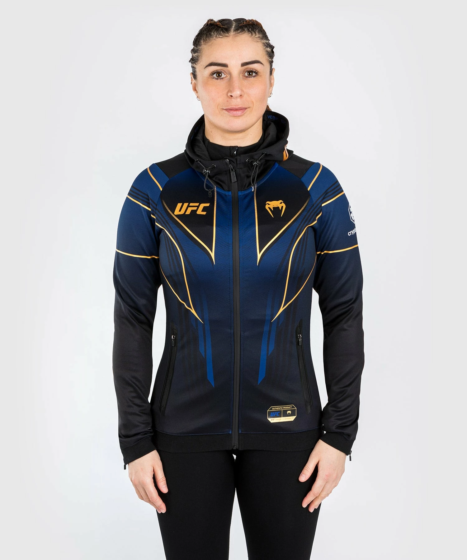 UFC Venum Personalized Authentic Fight Night 2.0 Kit By Venum Women's Walkout Hoodie - Midnight Edition - Champion - Image 3