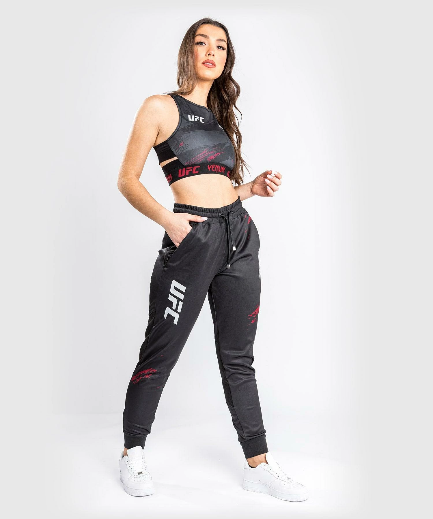 UFC Venum Authentic Fight Week Women's 2.0 Pant - Black/Red 3 UFC Venum Authentic Fight Week Women's 2.0 Pant - Black/Red - Image 3