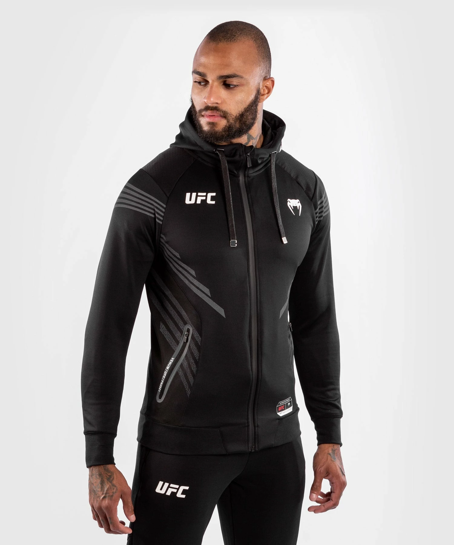 UFC Venum Authentic Fight Night Men's Walkout Hoodie - Black 2 UFC Venum Authentic Fight Night Men's Walkout Hoodie - Black - Image 2