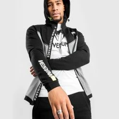 Venum Laser Evo 2.0 Hoodie - Light Heather Grey -Venum store HOODIES LASER EVO GREY BLACK 06